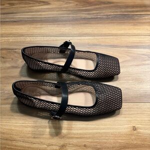 INC International Concepts Black Mesh Mary Jane Flats